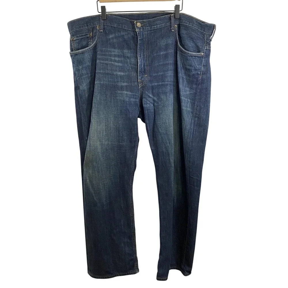 Levis‎ 569 Jeans Mens 42x30 Blue Denim Loose Straight Fit Distressed Dark Wash